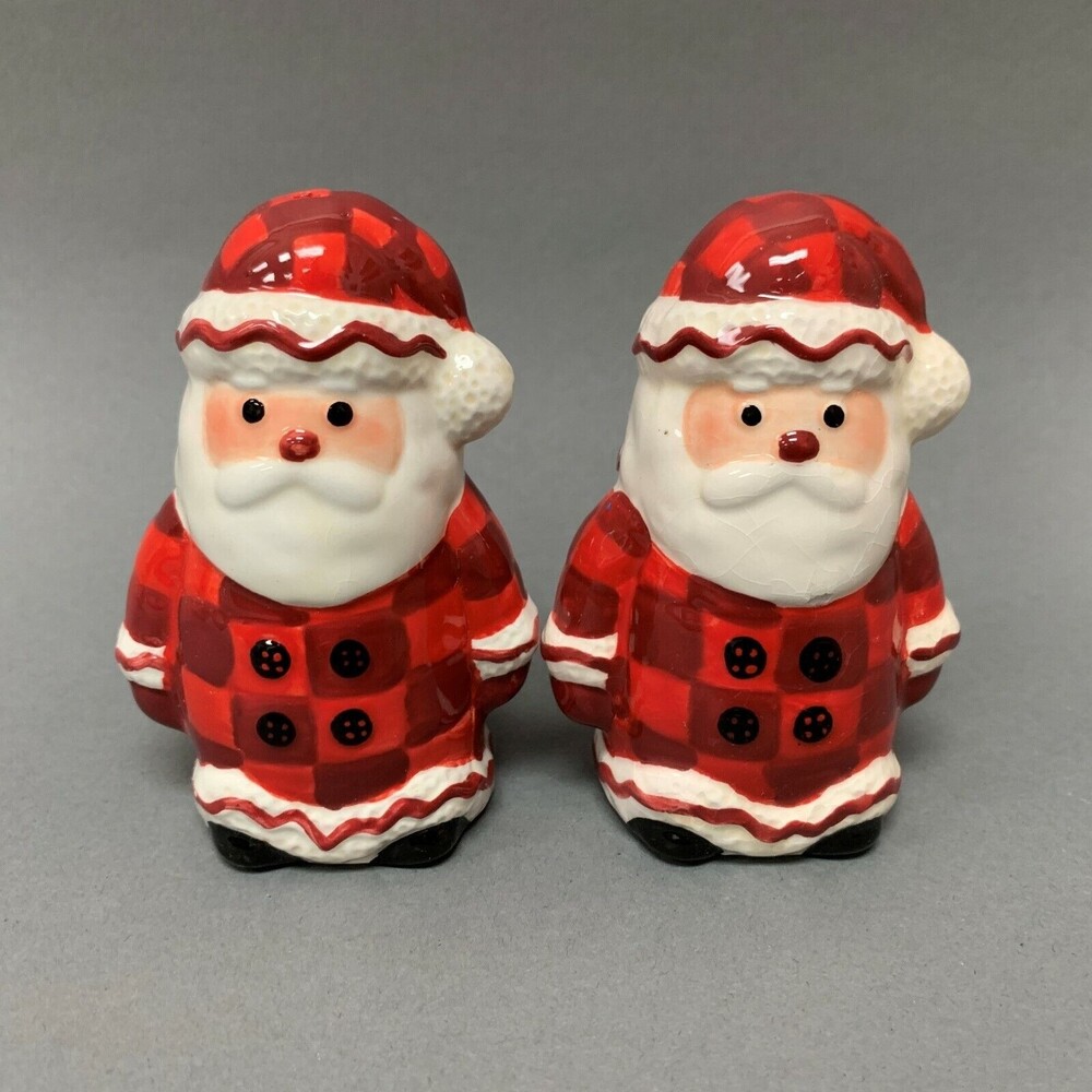 Pfaltzgraff Shakers Salt and‎ Pepper Santa Claus Red White Set of 2
